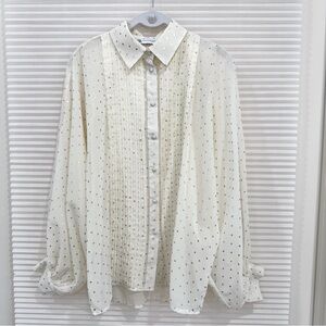 Zara semi sheer polka dot long sleeve blouse XS S